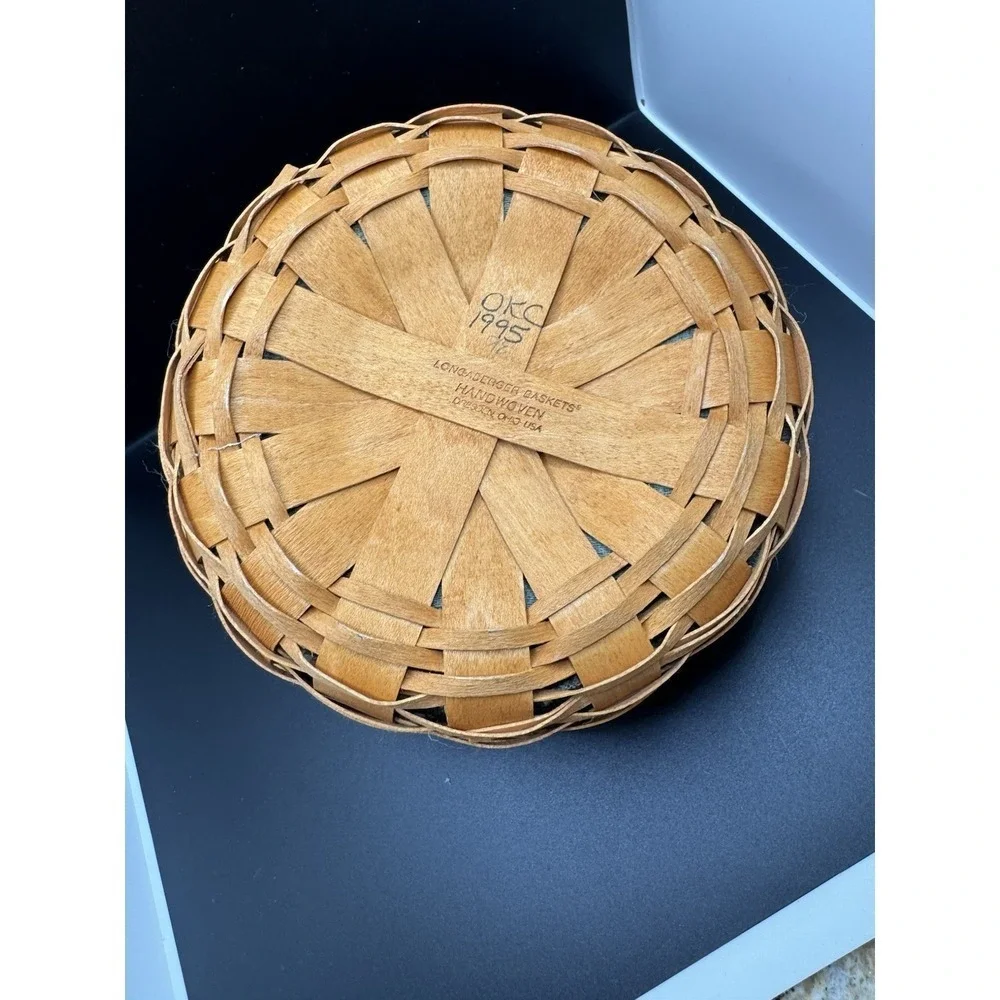Longaberger Safron Basket Combo Collectors Club Liner Leather Handles 3